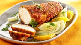 Poulet pané aux amandes et salade de fenouil