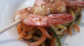 Crevettes sur lit de soja